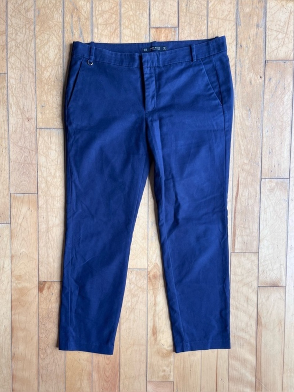 Zara Basic Navy Slim Ankle Minimalist Office Chic Career Wear Pants Size 8